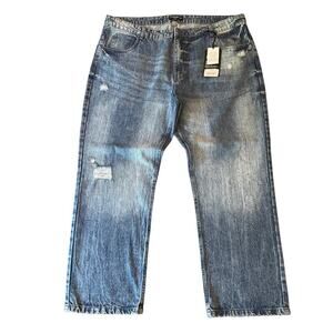 Crooks & Castles Men’s Distressed Jeans 42x30 NWT Washed Blue Denim 709M